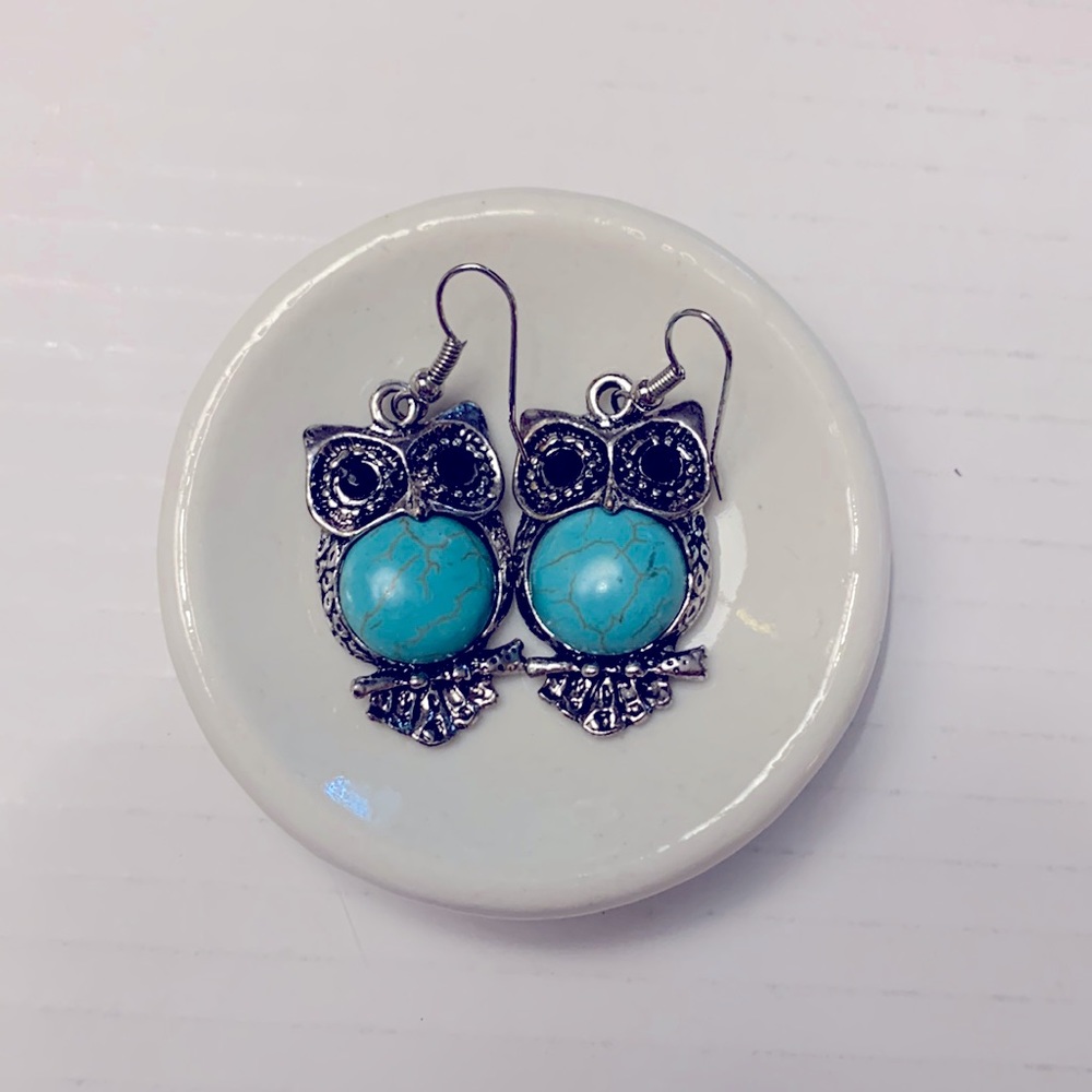 Owl earrings, silver